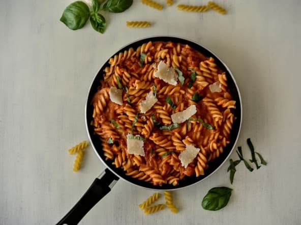 Pâtes fusilli à la sauce vodka