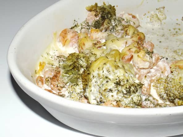 Gratin de brocolis et crevettes