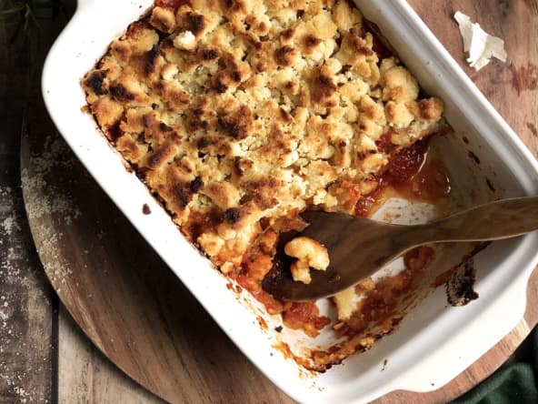 Crumble salé poulet et tomates