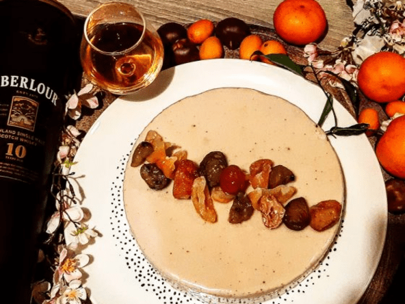 Terres de feu : un entremets marron whisky et cœur d’agrumes, kumquats et clémentines