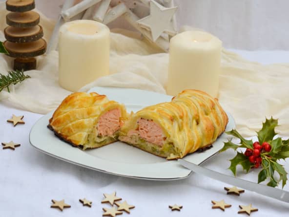 Feuilletés au saumon et à la fondue de poireaux