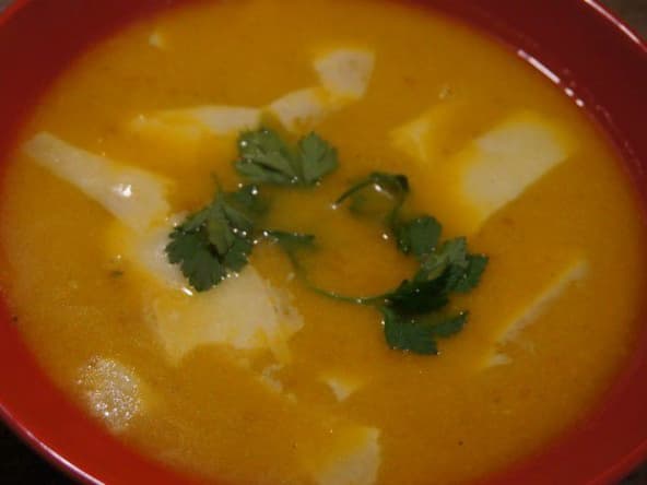 Velouté de potiron au fromage cantal