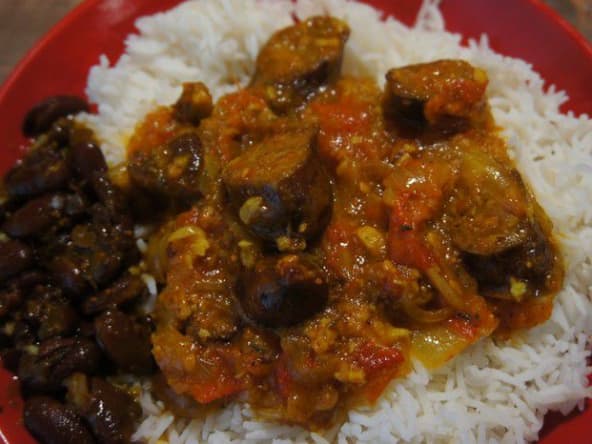 Rougail saucisses fumées de la Réunion