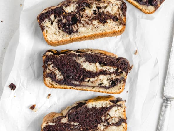 Pain marbré au chocolat et aux bananes vegan