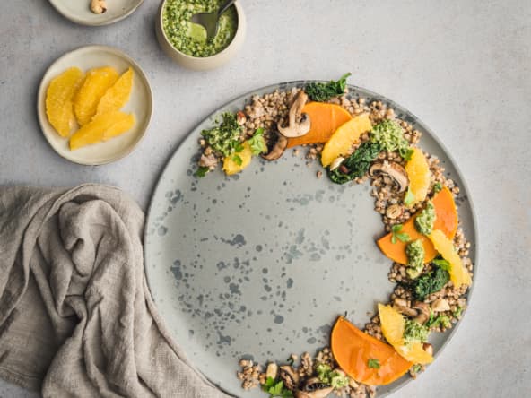 Salade de sarrasin, courge et orange