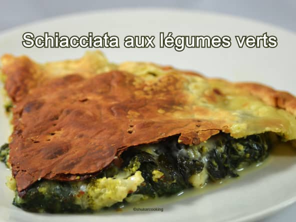 Schiacciata sicilienne aux légumes verts.
