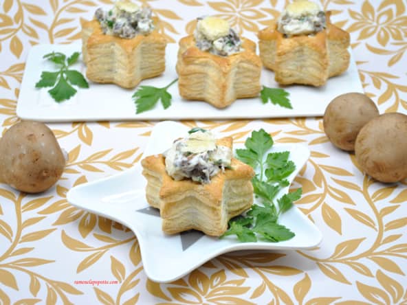 Vol-au-vent poulet champignons girolles et champignons bruns