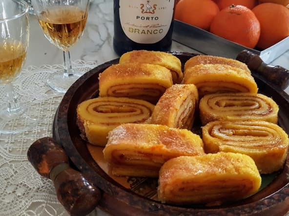 Gâteau roulé à l'orange, sans gluten, torta de laranja