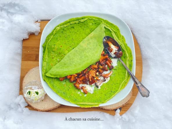 Crêpes salées aux épinards et champignons