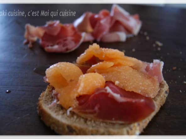Tartine Melon, jambon cru et miel