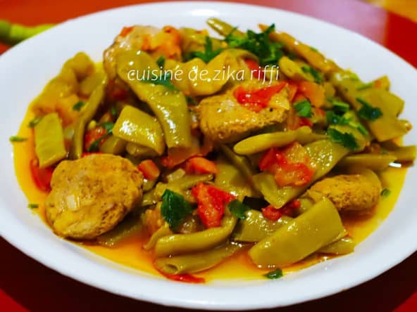 Recette de tajine d'agneau aux haricots verts (loubia khadra marka - loubia machto)