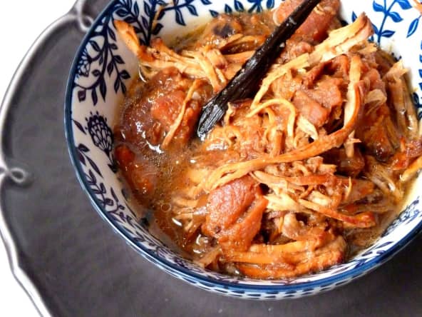 Pulled pork aux coings, cidre, miel et vanille