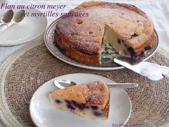 Flan au citron et aux myrtilles sauvages