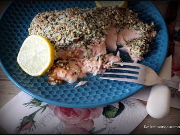 Saumon en croûte de chanvre et pécorino