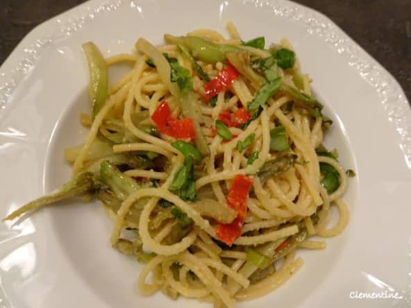 Spaghettis aux puntarelle comme en Italie