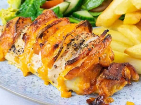 Poulet au fromage et tomates au four