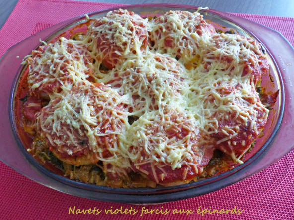 Navets violets farcis aux épinards