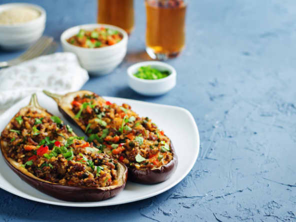 Aubergines au thon et légumes