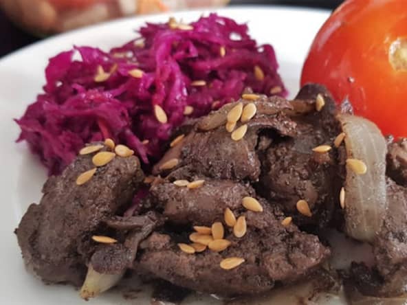 Foies de volaille sautés au vinaigre de cidre