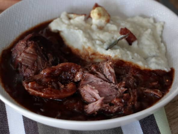 Joues de porc aux figues et oignons caramélisés