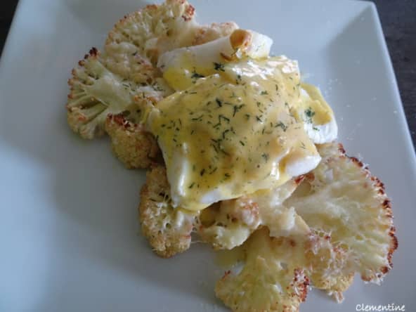 Skrei au chou-fleur rôti et sauce hollandaise