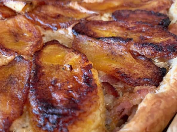 La tarte bananes jaunes et lardons