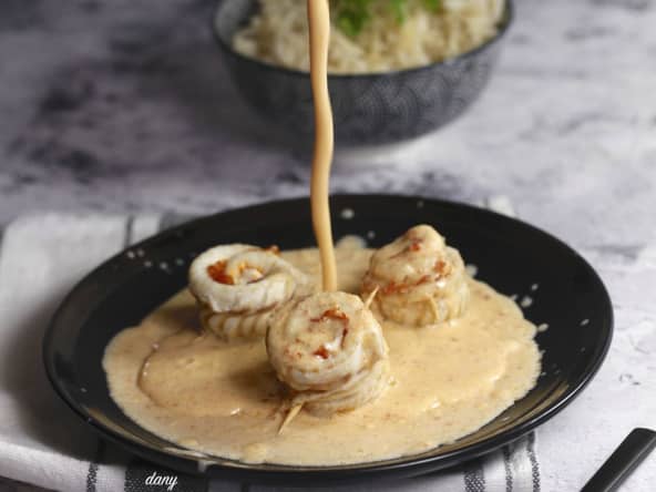 Roulés de filets de sole à la crème de chorizo