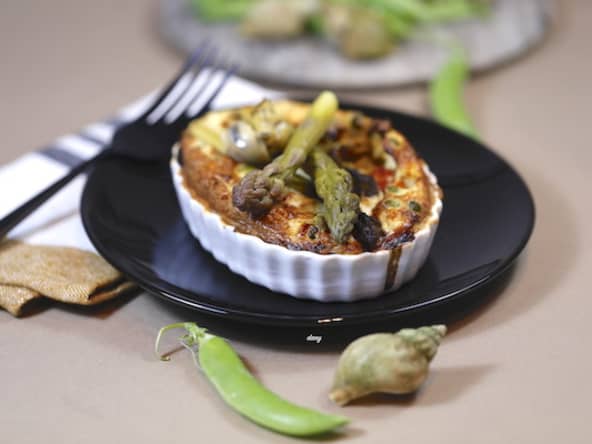 Tartelettes de printemps aux bulots asperges et petits pois