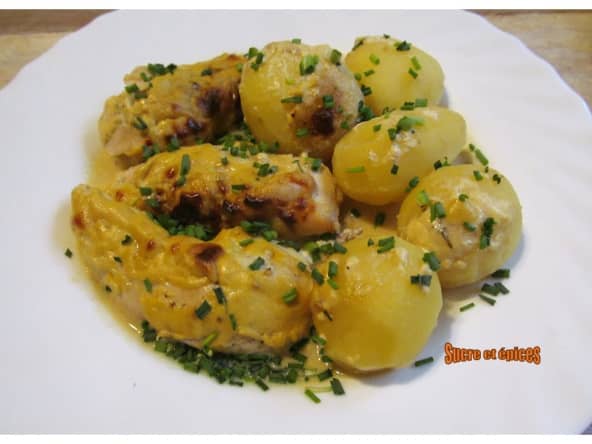 Aiguillettes de poulet et pommes de terre à la moutarde