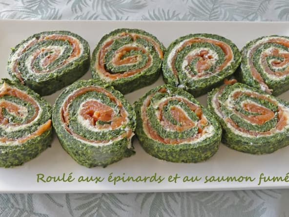 Roulé aux épinards et au saumon fumé