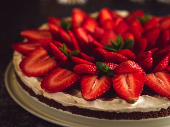 Tarte aux fraises sans cuisson au spéculoos