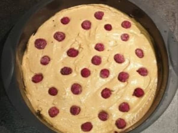 Recette gâteau moelleux vanille, framboises, mascarpone