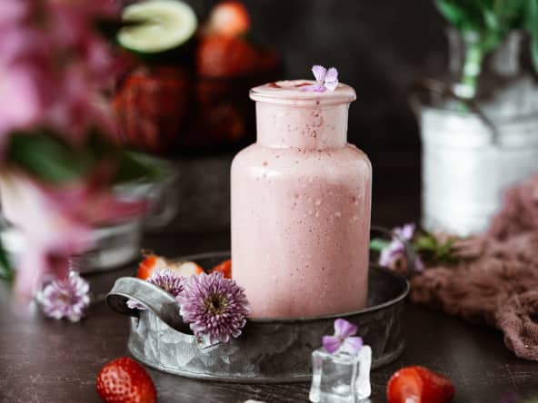 Smoothie fraises et rhubarbe