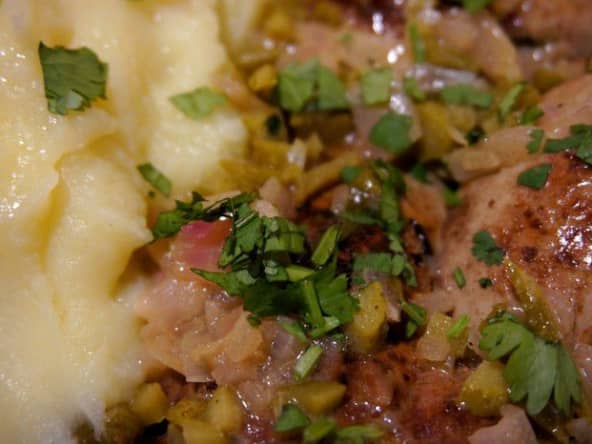 Foie de lapin poêlé sauce charcutière.