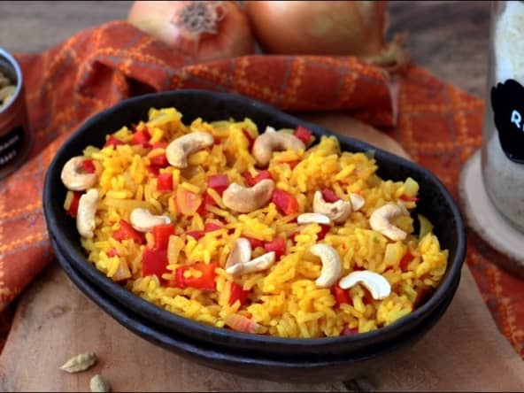 Riz coco au poivron et noix de cajou