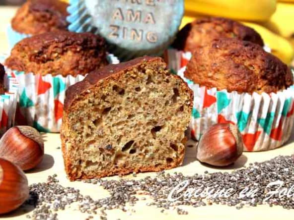 Muffins banane, noisette et graines de chia