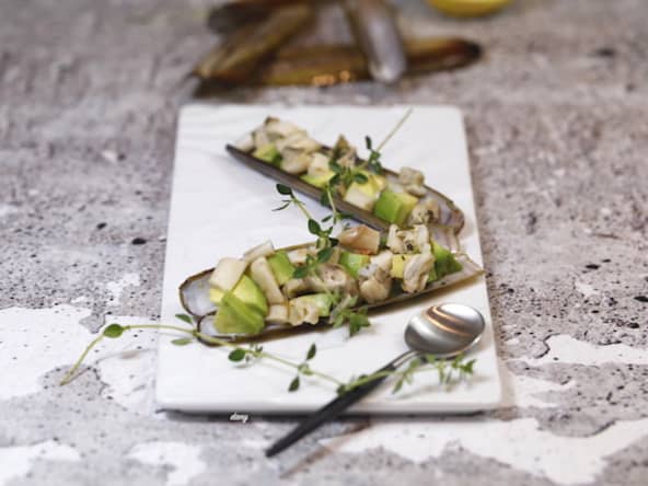 Tartare de couteaux avocat et thym citron