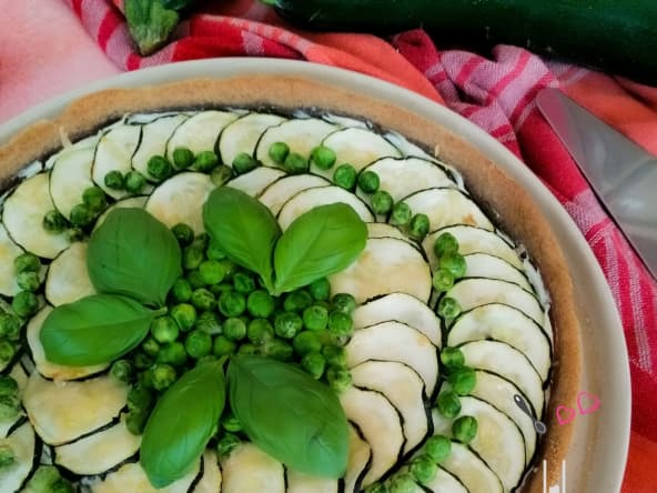 Tarte courgette, petits pois et ricotta