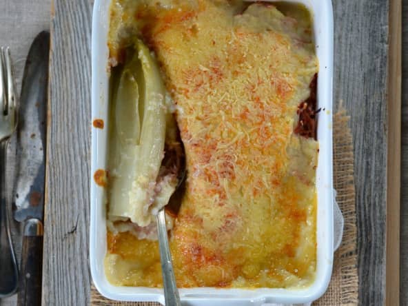Gratin réconfortant d'endives au jambon