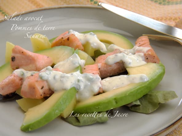 salade avocat, pommes de terre et saumon