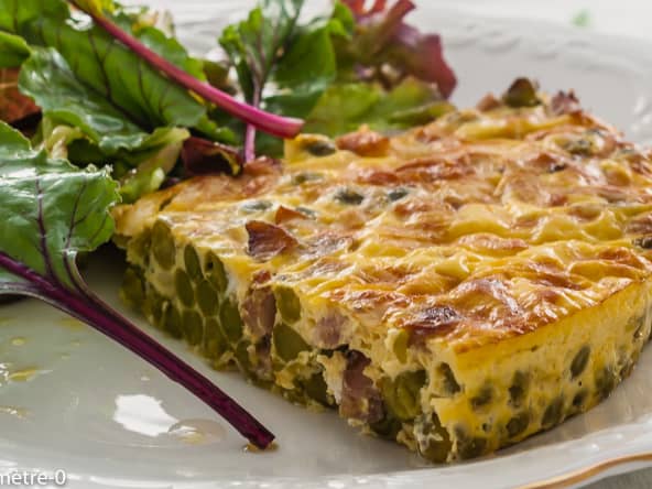 Flan salé aux petits pois et lardons