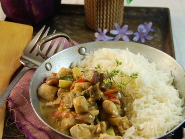 Poulet curry et lait de coco