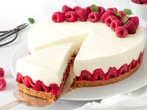 Cheesecake sans cuisson aux framboises