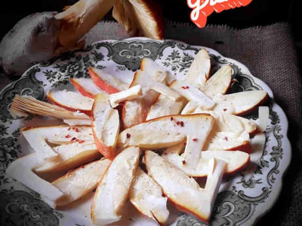 Carpaccio de champignons oronge (amanite des Césars)