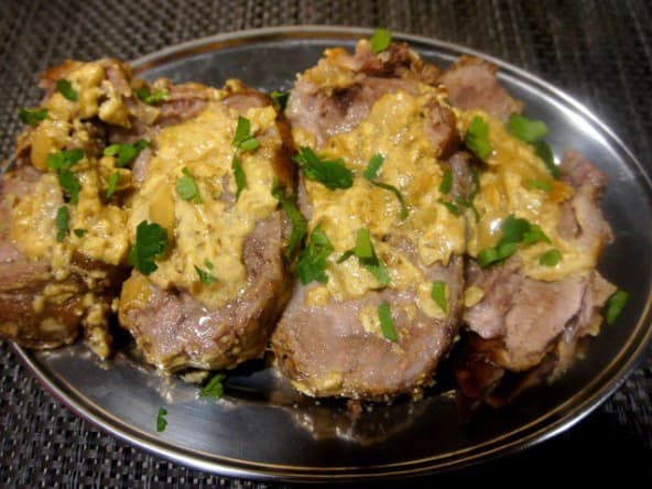 Roti de porc à la moutarde au four