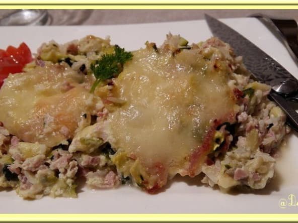 Gratin de courgettes râpées au jambon
