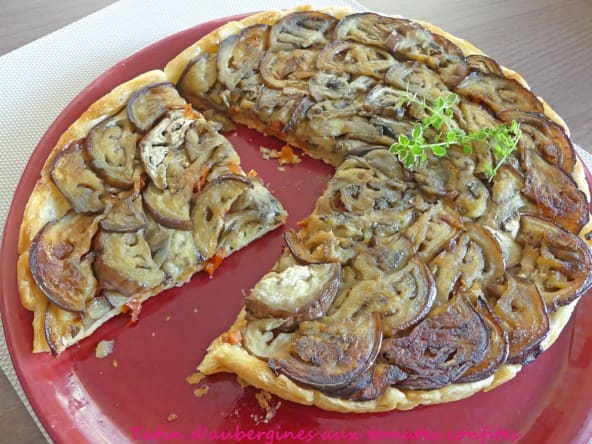 Tatin d'aubergines rôties aux tomates confites