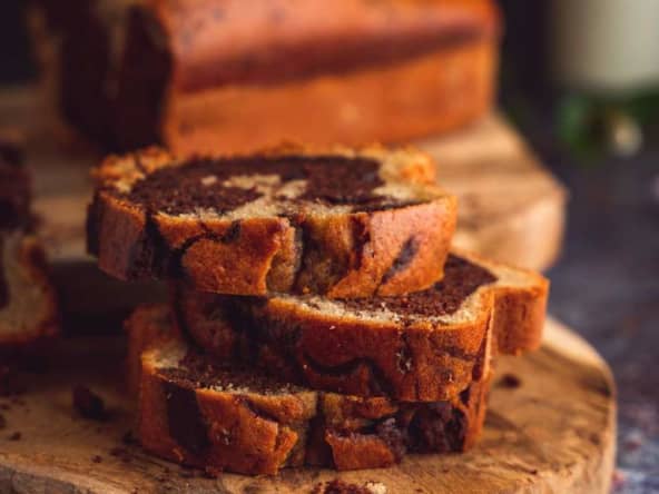 Cake marbré healthy au chocolat noir sans beurre
