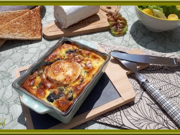 Flan aux épinards, jambon et chèvre