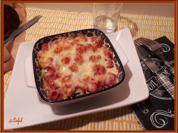 Gratin de courgettes aux dés de jambon et moutarde